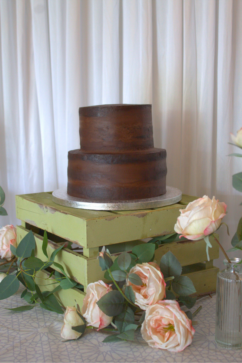 Two Tier Naked Chocolate Wedding Cake Starbake Patisseries 