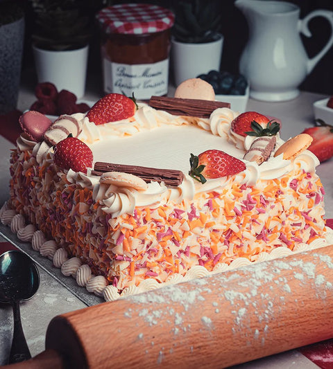 Fresh Cream Cake With Assorted Décor And Curls