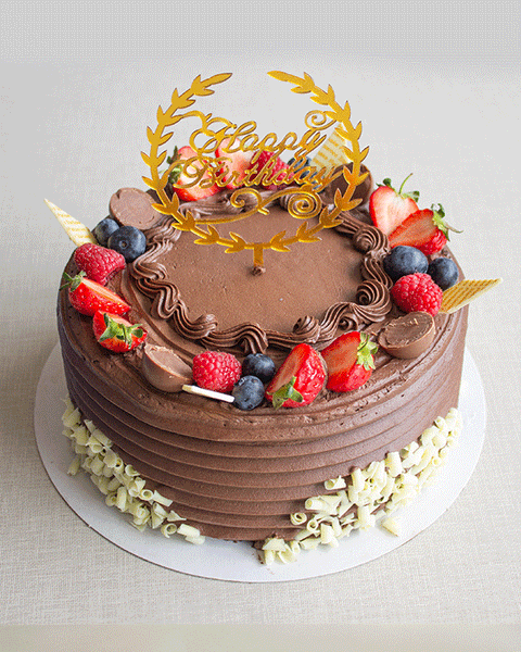 Chocolate Mousse Birthday Cake with Fresh Fruit