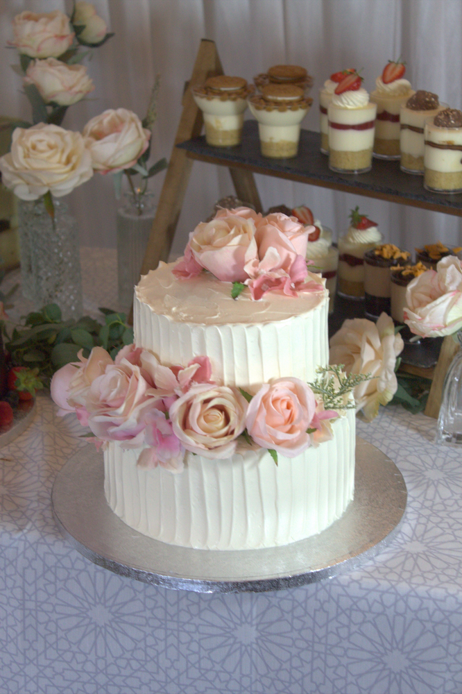 Two Tier Rustic Wedding Cake with Floral