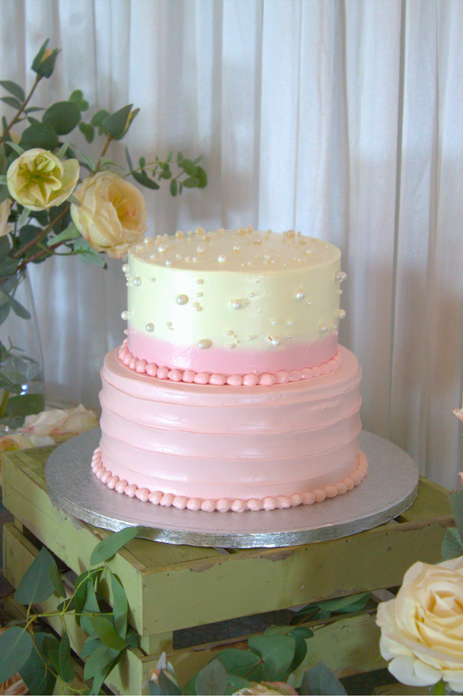 Two Tier Multi Colour Pearl Wedding Cake