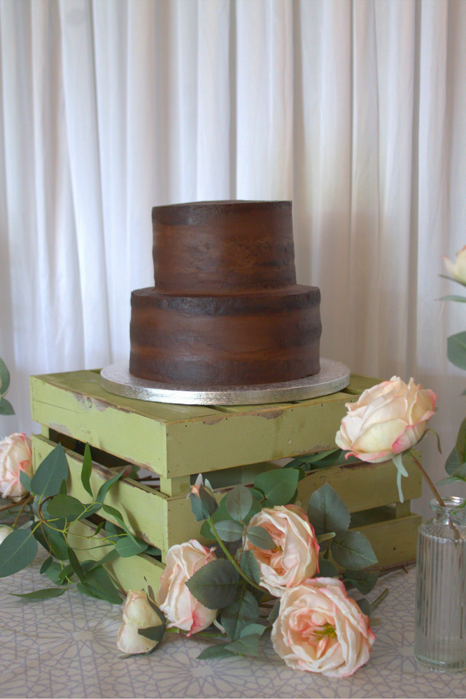 Two Tier Naked Chocolate Wedding Cake