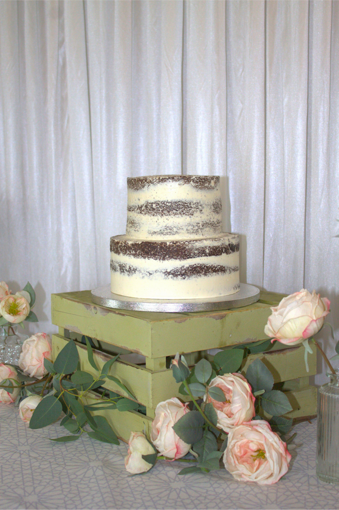 Two Tier Naked Chocolate and Vanilla Wedding Cake