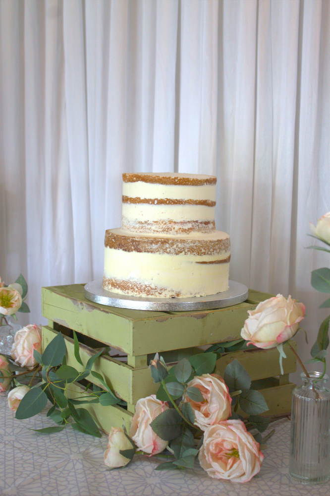 Two Tier Naked Vanilla Wedding Cake