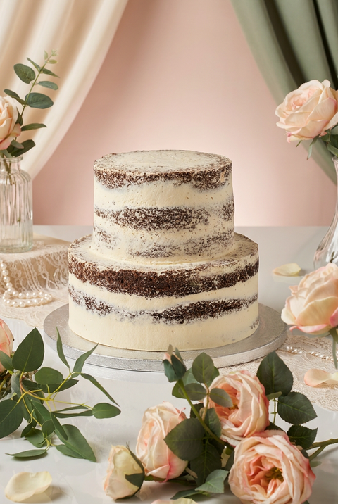 Naked Chocolate and Vanilla Wedding Cake