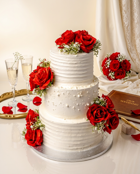 Classic red floral cake