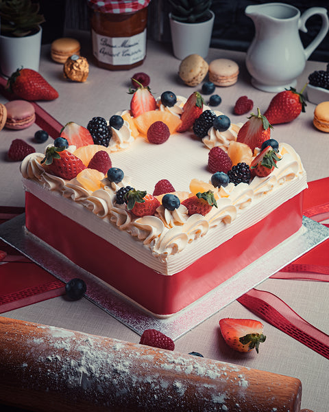 Square Mixed Fruit Fresh Cream Cake - Starbake Patisseries